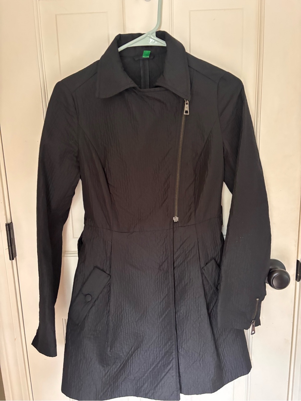 United Colors of Benetton Women’s Black Asymmetrical Zip Coat